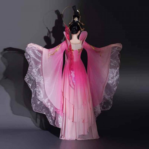 Pink Tang Empress Pageant show dresses for women girls Opening dance costume girl Chinese style Dress up Model show Tang Dynasty classical dance costumes 